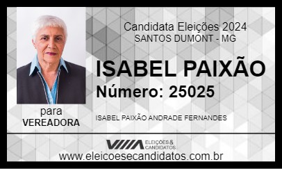 Candidato ISABEL PAIXÃO 2024 - SANTOS DUMONT - Eleições