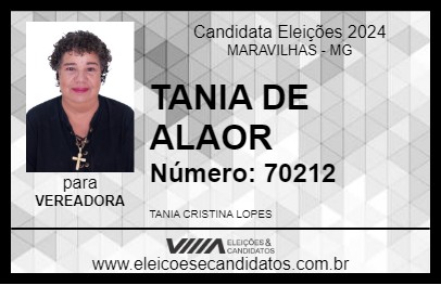 Candidato TANIA DE ALAOR 2024 - MARAVILHAS - Eleições