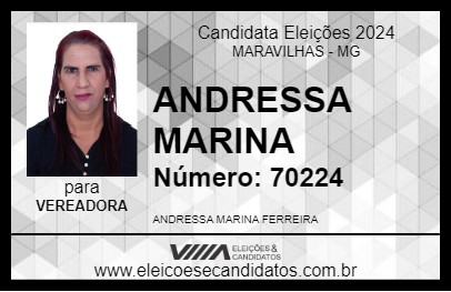 Candidato ANDRESSA MARINA 2024 - MARAVILHAS - Eleições