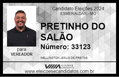 Candidato PRETINHO DO SALÃO 2024 - ESMERALDAS - Eleições