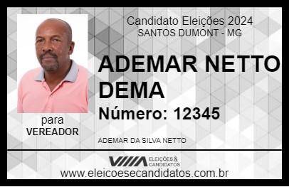 Candidato ADEMAR NETTO  DEMA 2024 - SANTOS DUMONT - Eleições