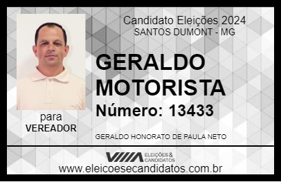 Candidato GERALDO MOTORISTA 2024 - SANTOS DUMONT - Eleições