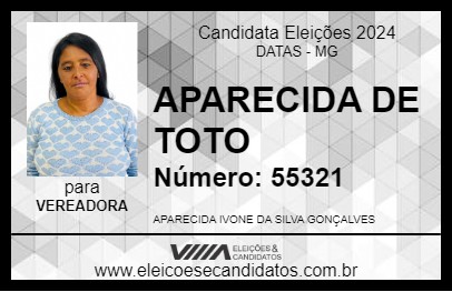 Candidato APARECIDA DE TOTO 2024 - DATAS - Eleições