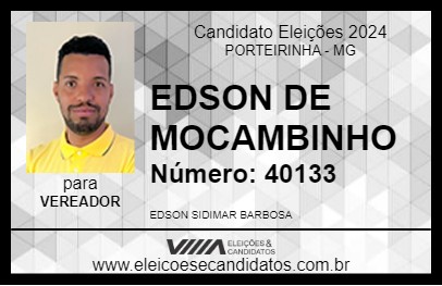 Candidato EDSON DE MOCAMBINHO 2024 - PORTEIRINHA - Eleições