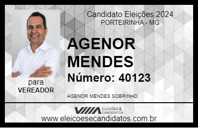 Candidato AGENOR MENDES 2024 - PORTEIRINHA - Eleições