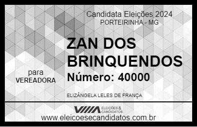 Candidato ZAN DOS BRINQUENDOS 2024 - PORTEIRINHA - Eleições