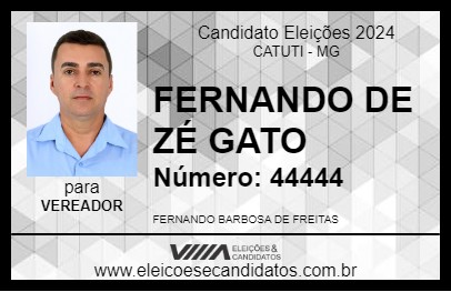 Candidato FERNANDO DE ZÉ GATO 2024 - CATUTI - Eleições