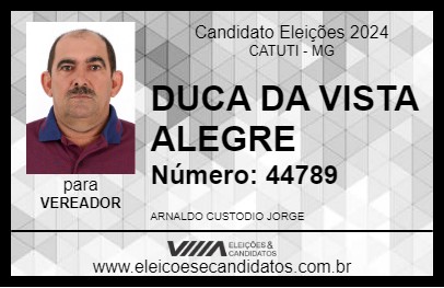 Candidato DUCA DA VISTA ALEGRE 2024 - CATUTI - Eleições