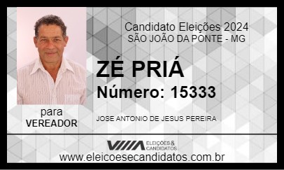 Candidato ZÉ PRIÁ 2024 - SÃO JOÃO DA PONTE - Eleições