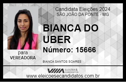 Candidato BIANCA DO UBER 2024 - SÃO JOÃO DA PONTE - Eleições