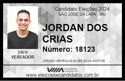 Candidato JORDAN DOS CRIAS 2024 - SÃO JOSÉ DA LAPA - Eleições