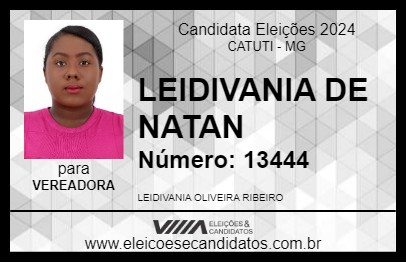 Candidato LEIDIVANIA DE NATAN 2024 - CATUTI - Eleições