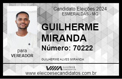 Candidato GUILHERME MIRANDA 2024 - ESMERALDAS - Eleições