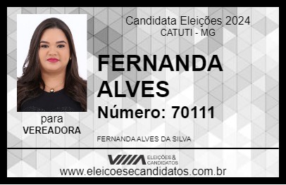 Candidato FERNANDA ALVES 2024 - CATUTI - Eleições