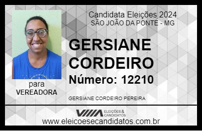 Candidato GERSIANE CORDEIRO 2024 - SÃO JOÃO DA PONTE - Eleições