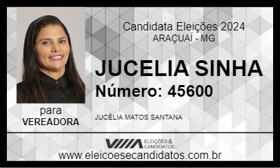 Candidato JUCELIA SINHA 2024 - ARAÇUAÍ - Eleições