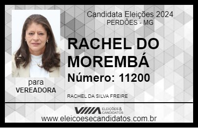 Candidato RACHEL DO MOREMBÁ 2024 - PERDÕES - Eleições