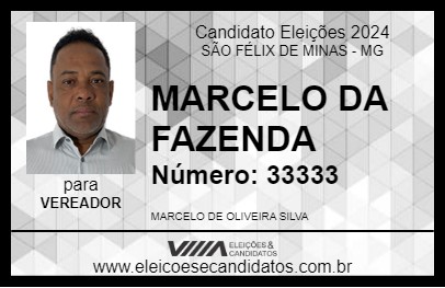 Candidato MARCELO DA FAZENDA 2024 - SÃO FÉLIX DE MINAS - Eleições