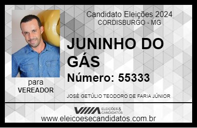 Candidato JUNINHO DO GÁS 2024 - CORDISBURGO - Eleições