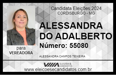 Candidato ALESSANDRA DO ADALBERTO 2024 - CORDISBURGO - Eleições