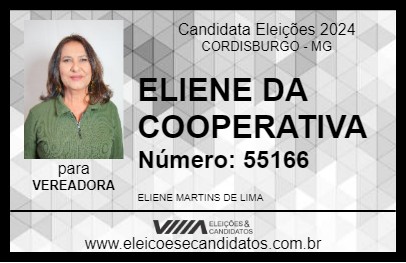 Candidato ELIENE DA COOPERATIVA 2024 - CORDISBURGO - Eleições