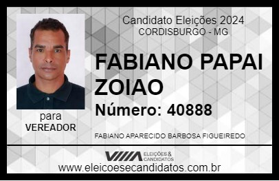 Candidato FABIANO PAPAI ZOIAO 2024 - CORDISBURGO - Eleições