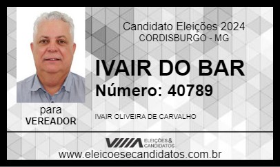 Candidato IVAIR DO BAR 2024 - CORDISBURGO - Eleições