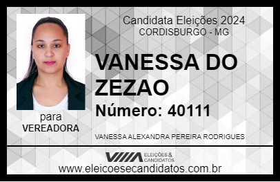 Candidato VANESSA  DO ZEZAO 2024 - CORDISBURGO - Eleições