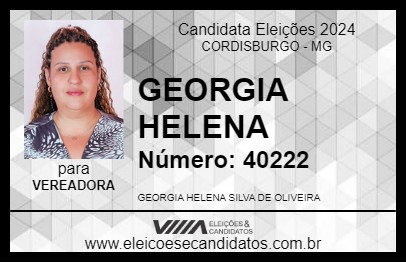 Candidato GEORGIA HELENA 2024 - CORDISBURGO - Eleições