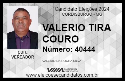 Candidato VALERIO TIRA COURO 2024 - CORDISBURGO - Eleições