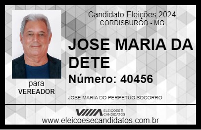 Candidato JOSE MARIA DA DETE 2024 - CORDISBURGO - Eleições