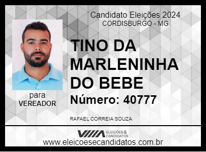 Candidato TINO DA MARLENINHA DO BEBE 2024 - CORDISBURGO - Eleições