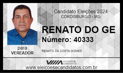 Candidato RENATO DO GE 2024 - CORDISBURGO - Eleições