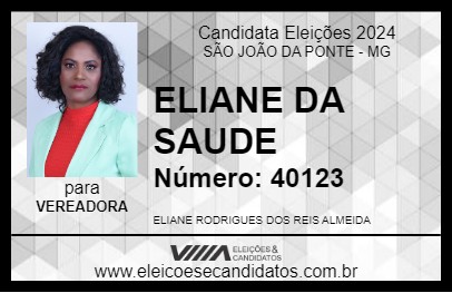 Candidato ELIANE DA SAUDE 2024 - SÃO JOÃO DA PONTE - Eleições