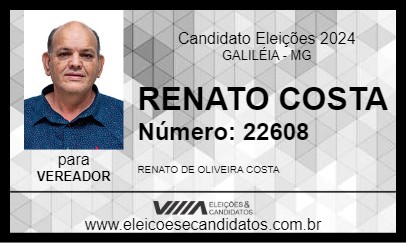 Candidato RENATO COSTA 2024 - GALILÉIA - Eleições