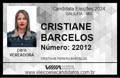 Candidato CRISTIANE BARCELOS 2024 - GALILÉIA - Eleições