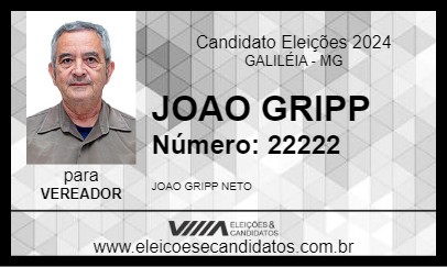 Candidato JOAO GRIPP 2024 - GALILÉIA - Eleições