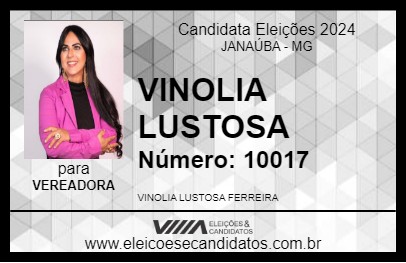 Candidato VINOLIA LUSTOSA 2024 - JANAÚBA - Eleições