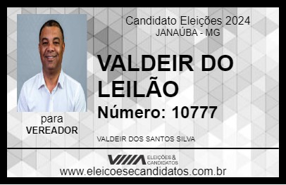 Candidato VALDEIR DO LEILÃO 2024 - JANAÚBA - Eleições