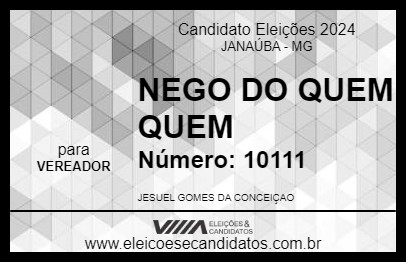 Candidato NEGO DO QUEM QUEM 2024 - JANAÚBA - Eleições