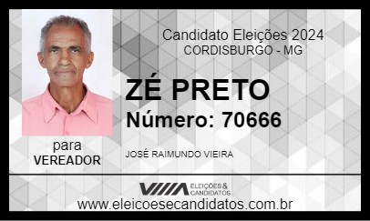 Candidato ZÉ PRETO 2024 - CORDISBURGO - Eleições