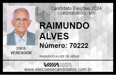 Candidato RAIMUNDO ALVES 2024 - CORDISBURGO - Eleições