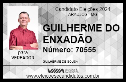 Candidato GUILHERME DO ENXADÃO 2024 - ARAÚJOS - Eleições