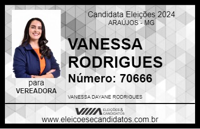 Candidato VANESSA RODRIGUES 2024 - ARAÚJOS - Eleições