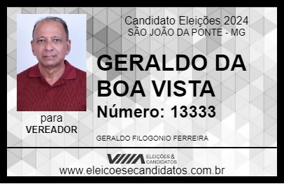 Candidato GERALDO DA BOA VISTA 2024 - SÃO JOÃO DA PONTE - Eleições