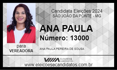 Candidato ANA PAULA 2024 - SÃO JOÃO DA PONTE - Eleições