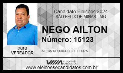 Candidato NEGO AILTON 2024 - SÃO FÉLIX DE MINAS - Eleições