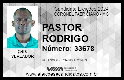 Candidato PASTOR RODRIGO 2024 - CORONEL FABRICIANO - Eleições