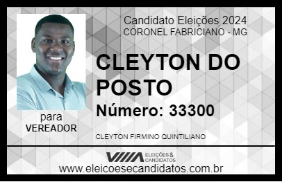 Candidato CLEYTON DO POSTO 2024 - CORONEL FABRICIANO - Eleições