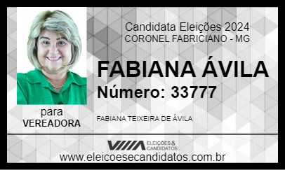 Candidato FABIANA ÁVILA 2024 - CORONEL FABRICIANO - Eleições